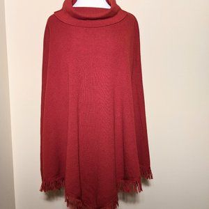 Nina Leonard Bourbon/Red Poncho. One size fits all